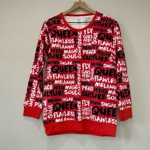 Izzy&Liv Queen Flawless Melanin all over print sweatshirt medium/large